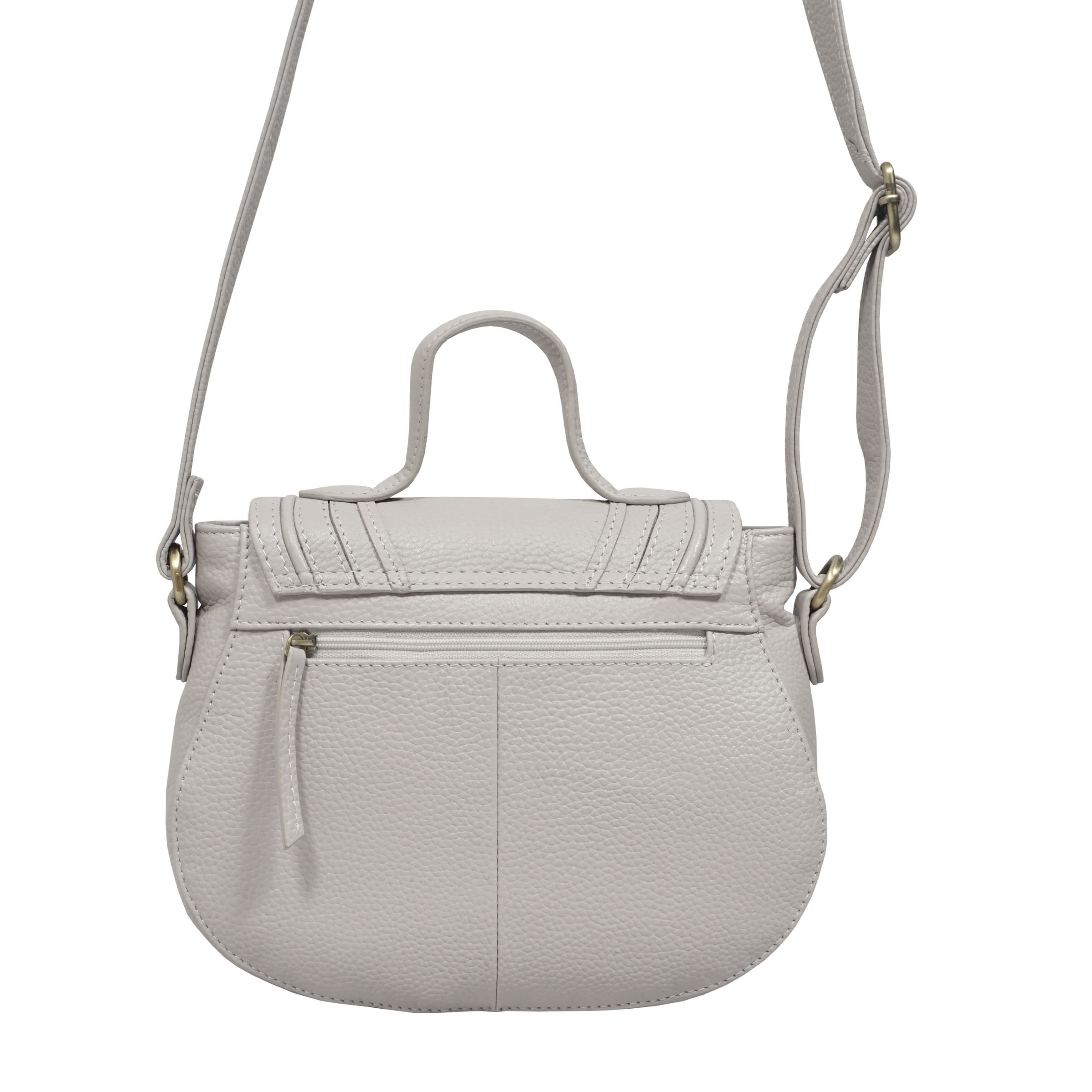 'CARMEL' Light Grey Real Leather Shoulder Crossbody Bag