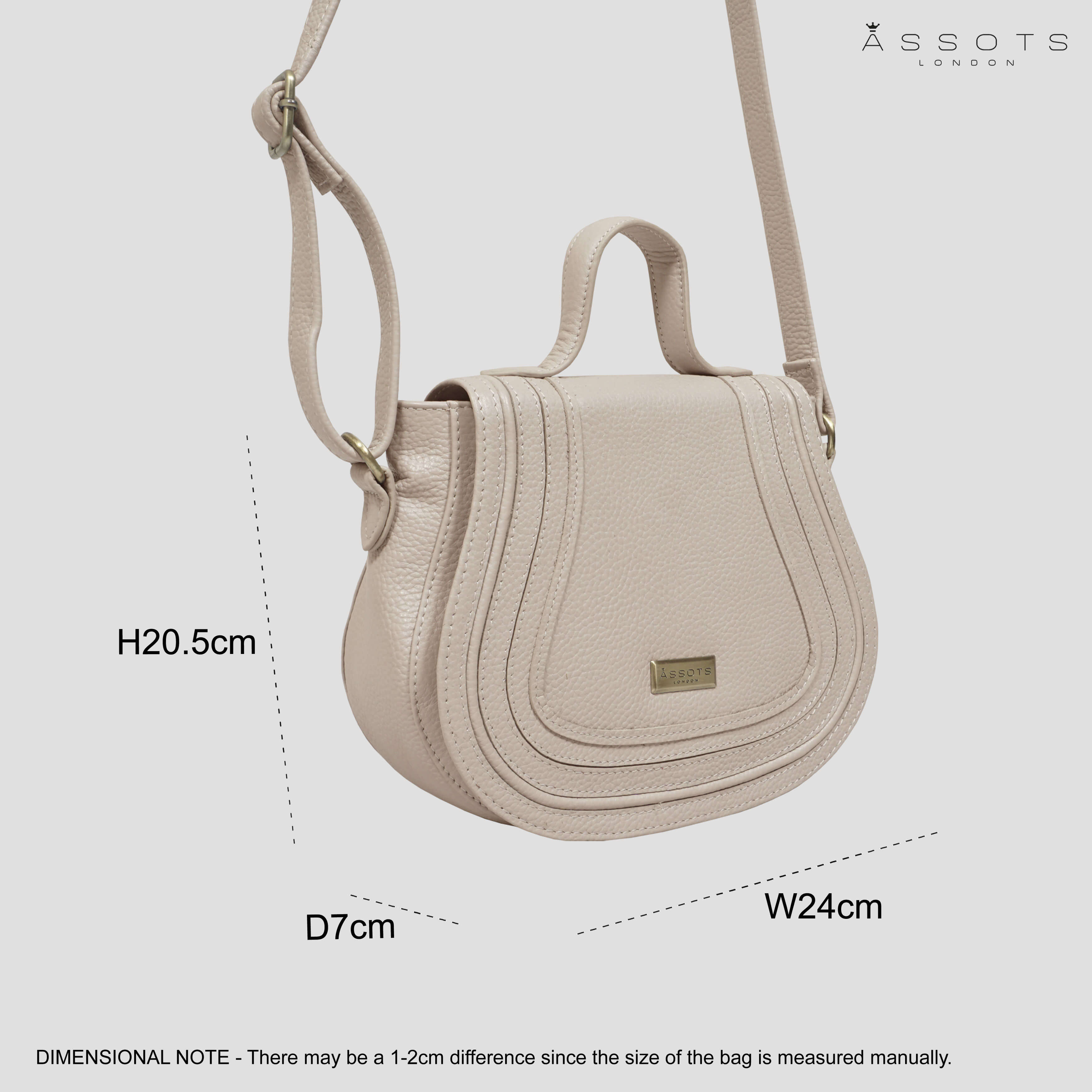 'CARMEL' Light Pink Real Leather Shoulder Crossbody Bag