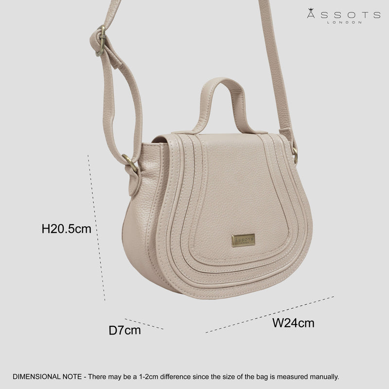 'CARMEL' Light Pink Real Leather Shoulder Crossbody Bag