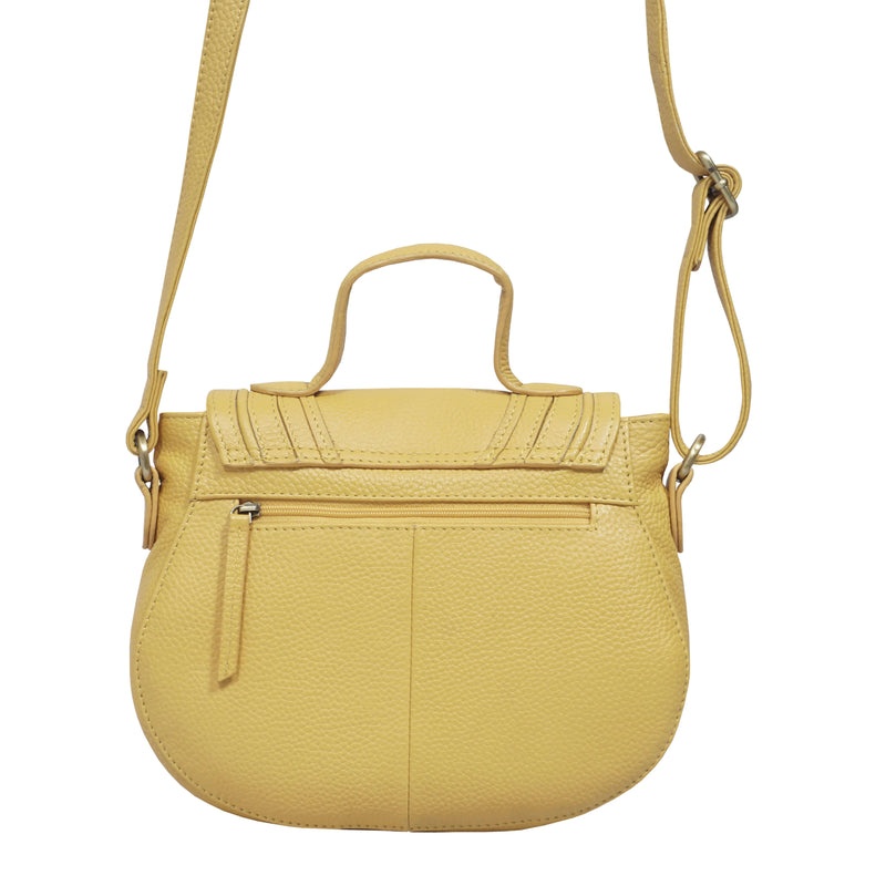 'CARMEL' Mustard Real Leather Shoulder Crossbody Bag