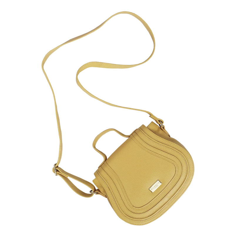 'CARMEL' Mustard Real Leather Shoulder Crossbody Bag