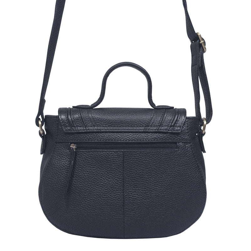 'CARMEL' Navy Real Leather Shoulder Crossbody Bag