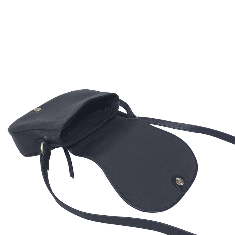 'CARMEL' Navy Real Leather Shoulder Crossbody Bag