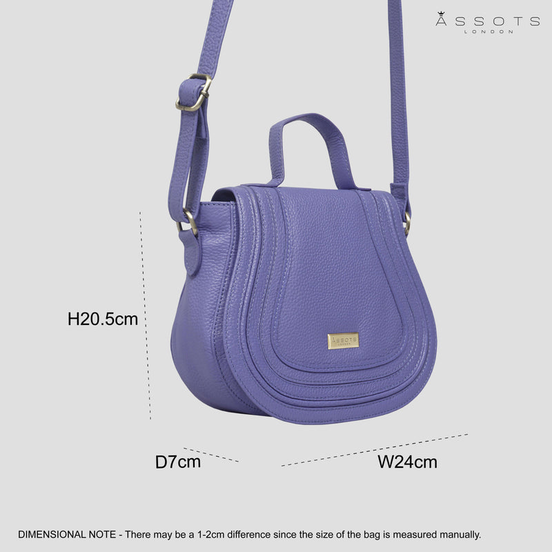 'CARMEL' Violet Blue Real Leather Shoulder Crossbody Bag