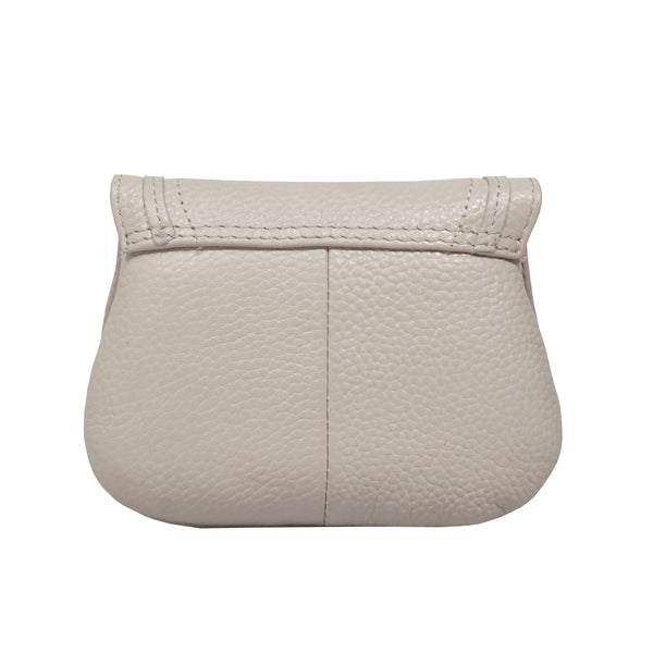 'CARMEL' Light Pink Soft Pebble Grain Real Leather Flapover Purse Wallet