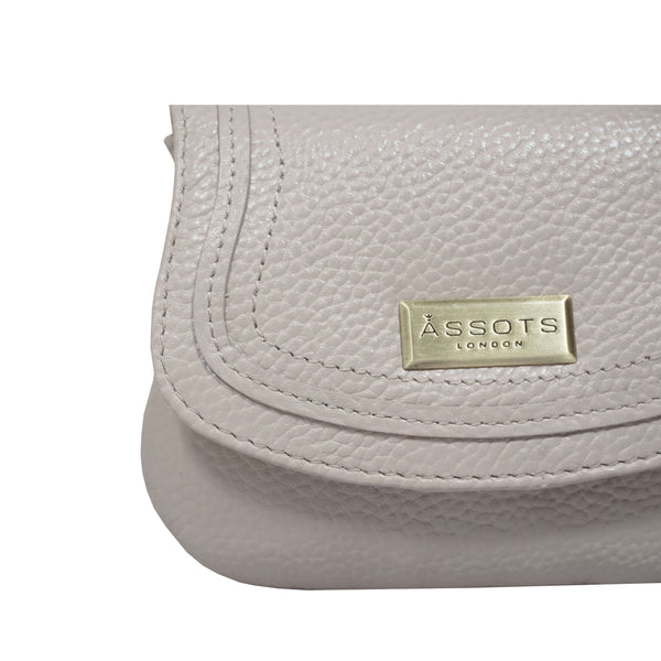 'CARMEL' Light Pink Soft Pebble Grain Real Leather Flapover Purse Wallet