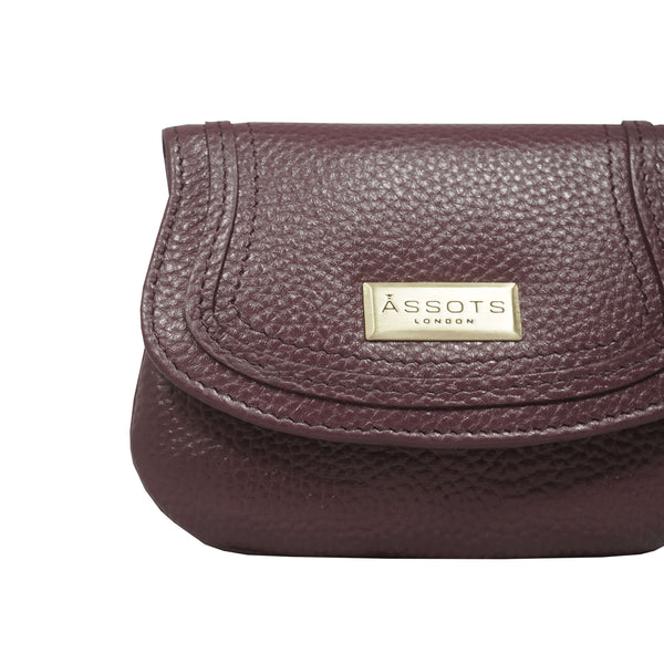 'CARMEL' Maroon Red Soft Pebble Grain Real Leather Flapover Purse Wallet