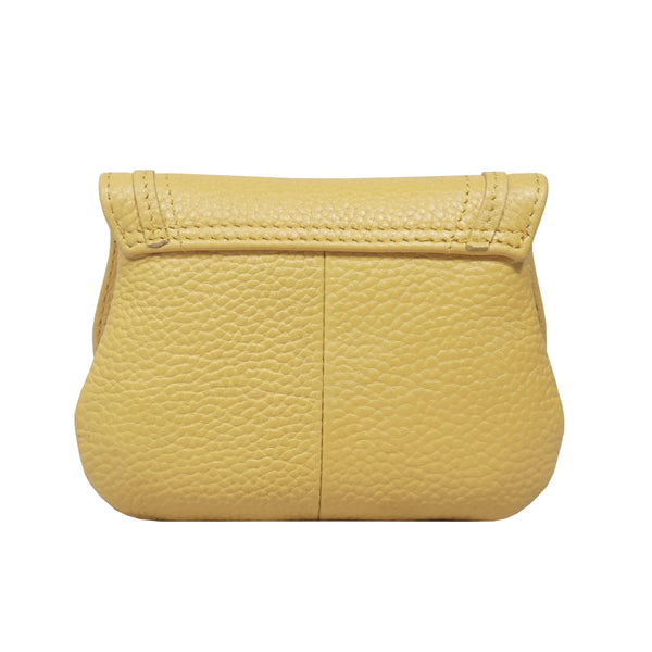 'CARMEL' Mustard Soft Pebble Grain Real Leather Flapover Purse Wallet