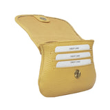 'CARMEL' Mustard Soft Pebble Grain Real Leather Flapover Purse Wallet