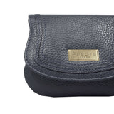 'CARMEL' Navy Soft Pebble Grain Real Leather Flapover Purse Wallet