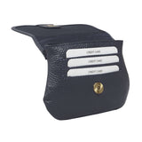 'CARMEL' Navy Soft Pebble Grain Real Leather Flapover Purse Wallet