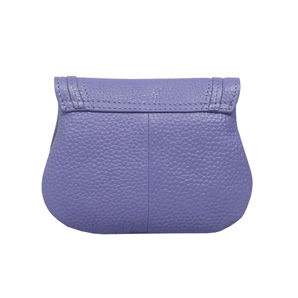 'CARMEL' Violet Blue Soft Pebble Grain Real Leather Flapover Purse Wallet