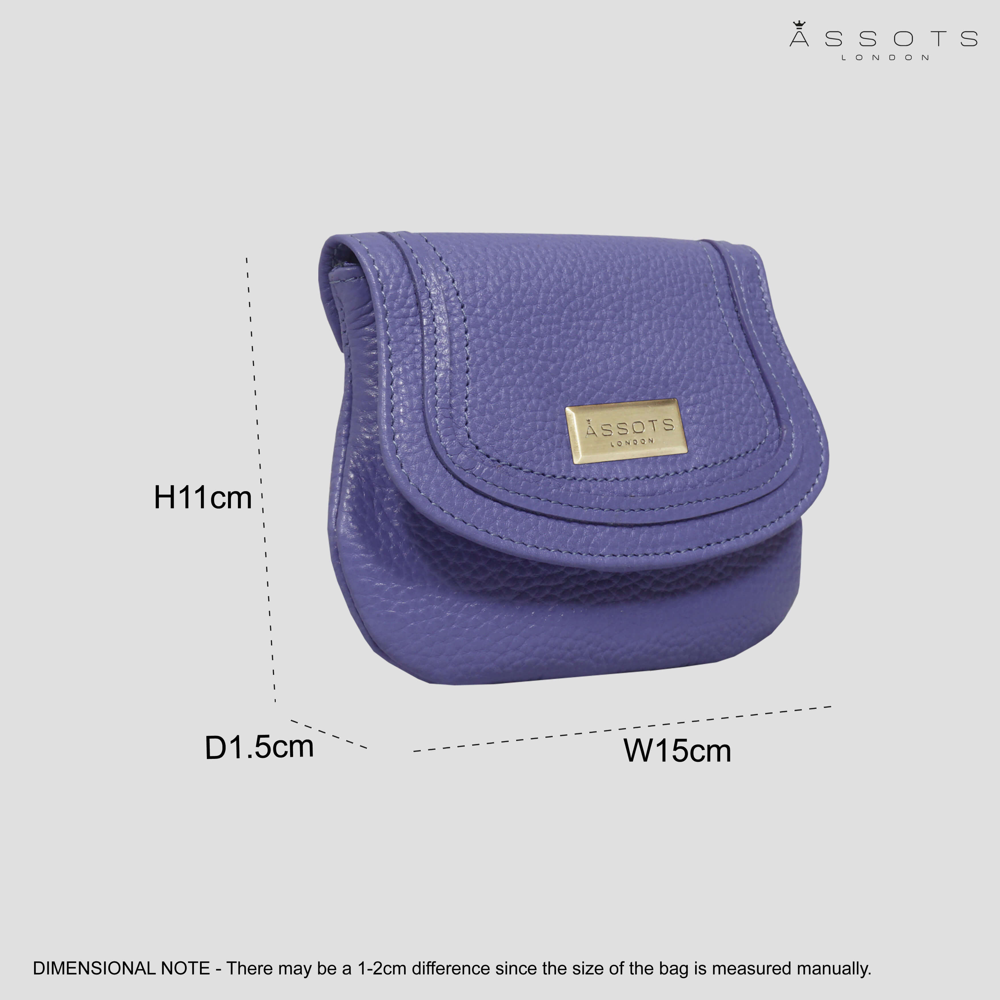 'CARMEL' Violet Blue Soft Pebble Grain Real Leather Flapover Purse Wallet