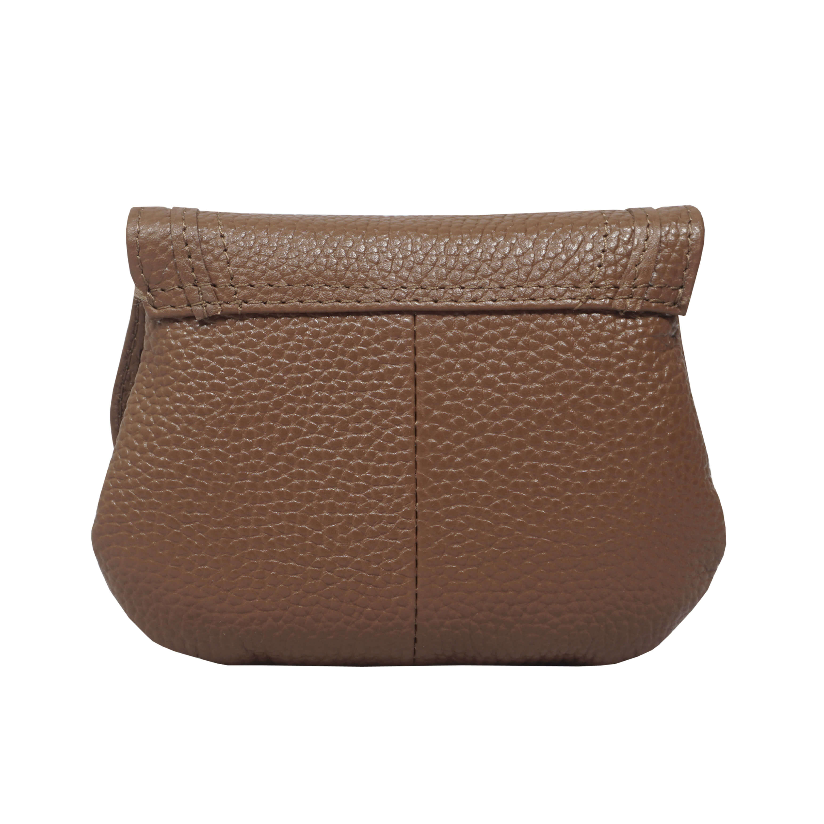 'CARMEL' Tan Soft Pebble Grain Real Leather Flapover Purse Wallet