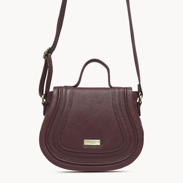 'CARMEL' Maroon Red Real Leather Shoulder Crossbody Bag