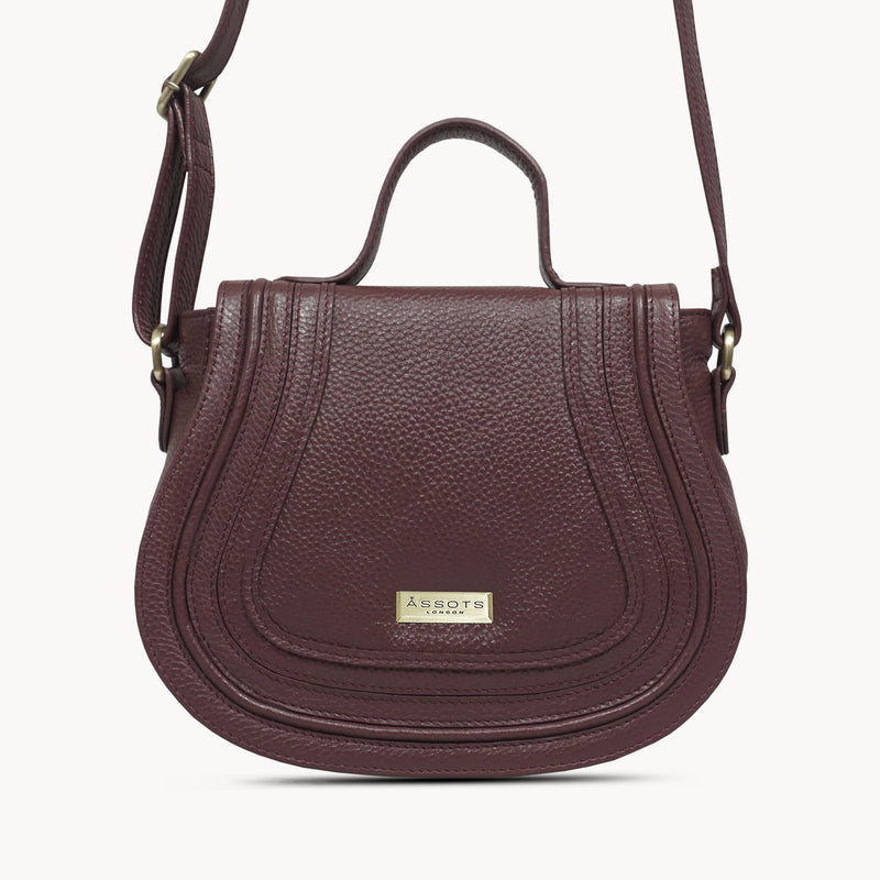 'CARMEL' Maroon Red Soft Pebble Grain Real Leather Flapover Purse Wallet