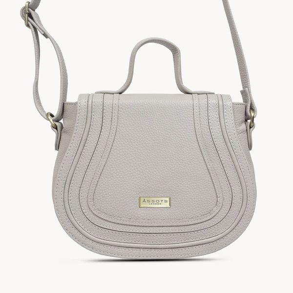 'CARMEL' Light Grey Soft Pebble Grain Real Leather Flapover Purse Wallet