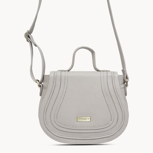 'CARMEL' Light Grey Real Leather Shoulder Crossbody Bag