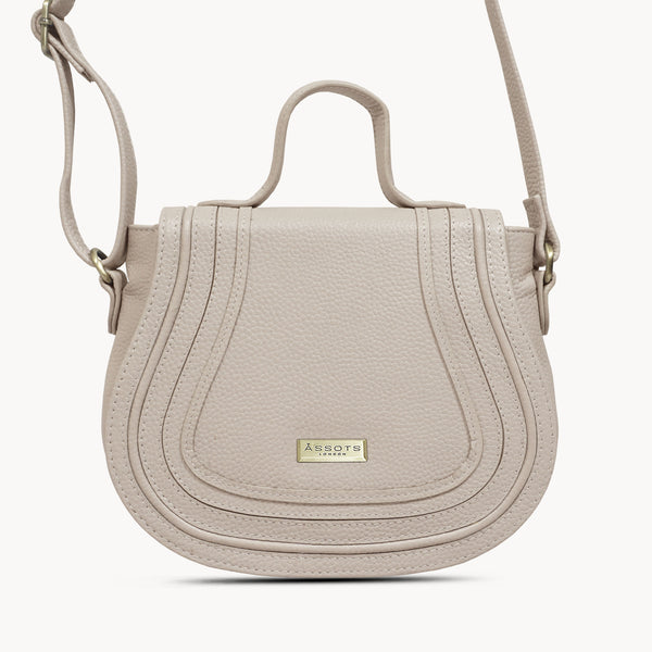'CARMEL' Light Pink Soft Pebble Grain Real Leather Flapover Purse Wallet