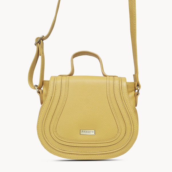 'CARMEL' Mustard Real Leather Shoulder Crossbody Bag