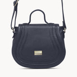 'CARMEL' Navy Soft Pebble Grain Real Leather Flapover Purse Wallet