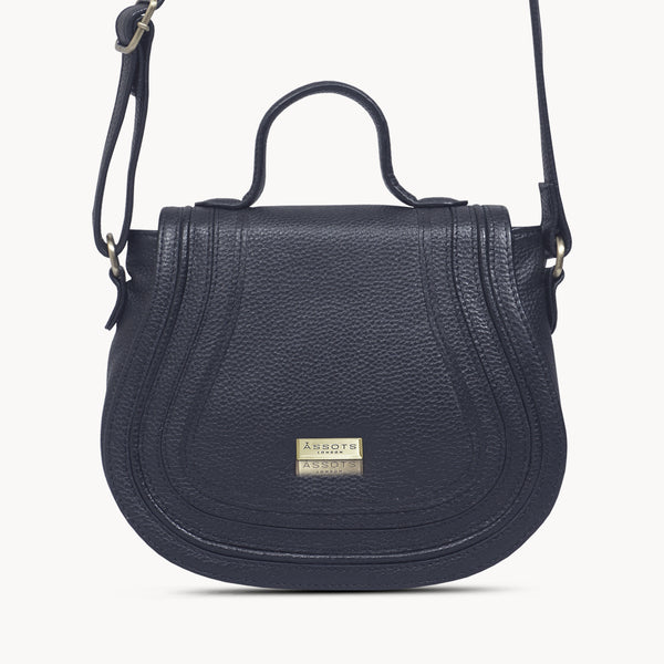 'CARMEL' Navy Soft Pebble Grain Real Leather Flapover Purse Wallet