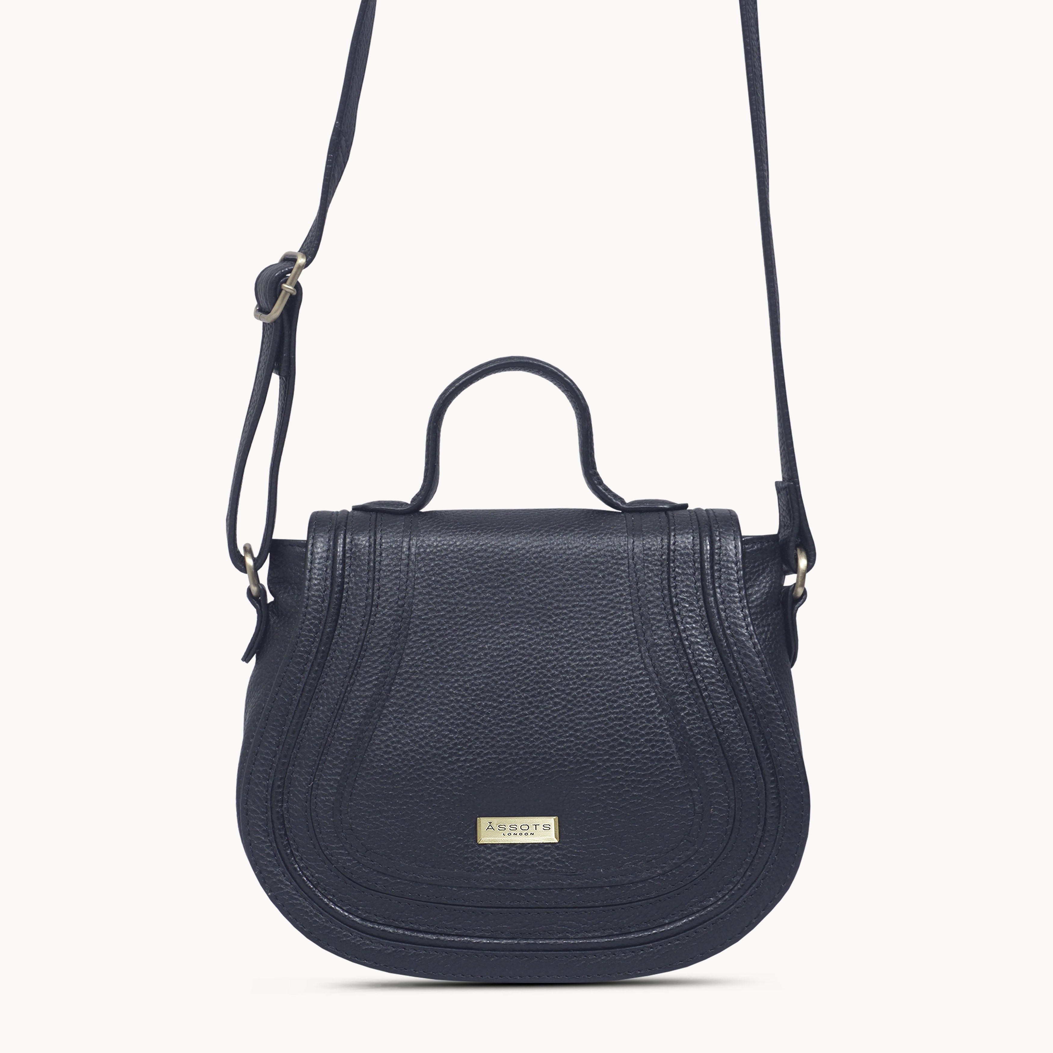 'CARMEL' Navy Real Leather Shoulder Crossbody Bag