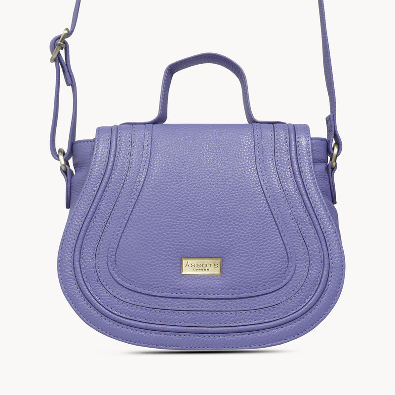 'CARMEL' Violet Blue Soft Pebble Grain Real Leather Flapover Purse Wallet