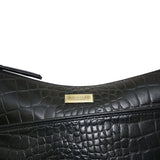 'CAROL' Black Croc Real Leather Designer Crossbody Shoulder Bag