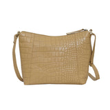 'CAROL' Camel Croc Real Leather Designer Crossbody Shoulder Bag