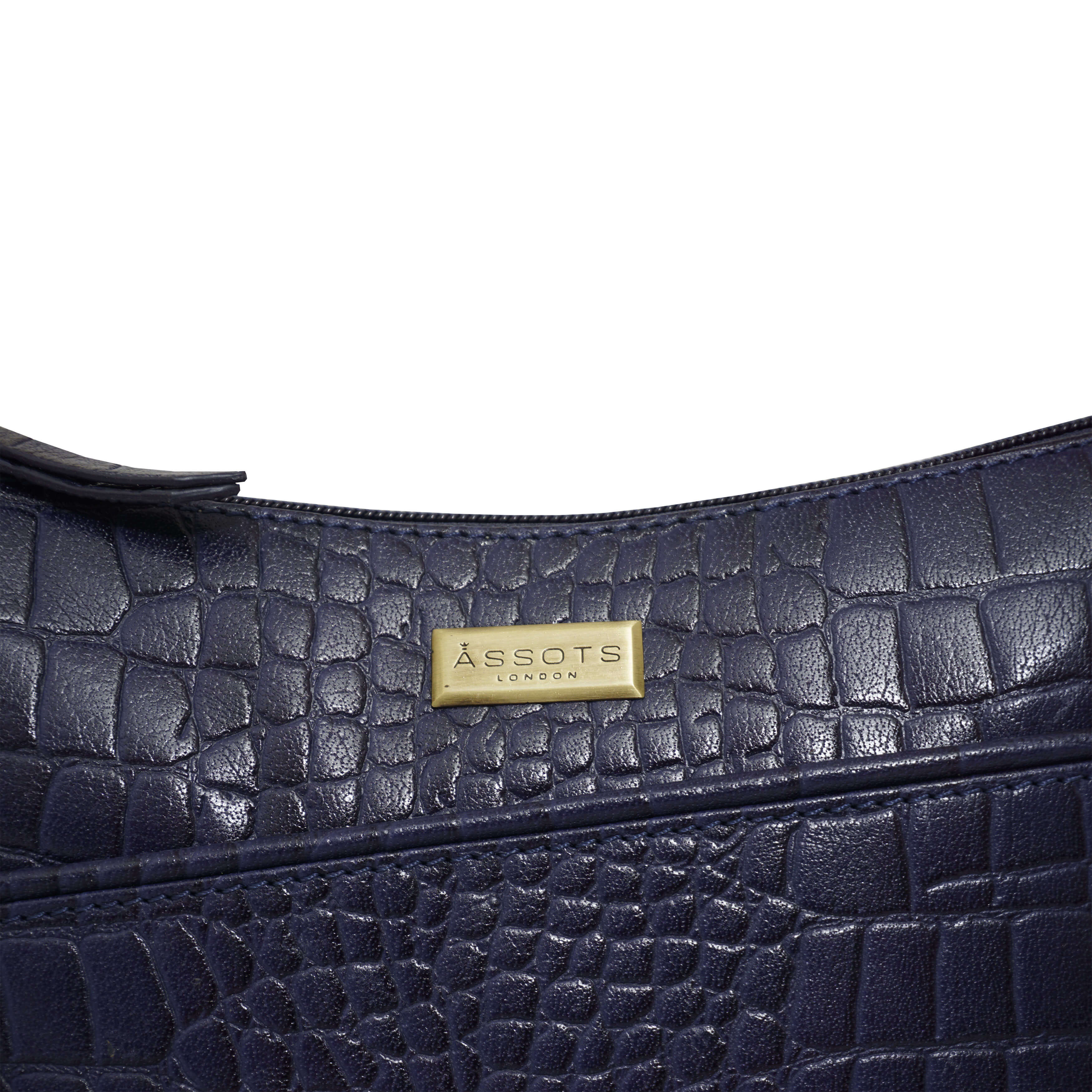 'CAROL' Navy Croc Real Leather Designer Crossbody Shoulder Bag