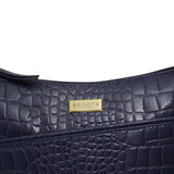 'CAROL' Navy Croc Real Leather Designer Crossbody Shoulder Bag