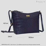 'CAROL' Navy Croc Real Leather Designer Crossbody Shoulder Bag