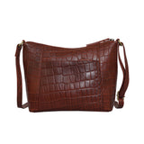 'CAROL' Red Croc Real Leather Designer Crossbody Shoulder Bag