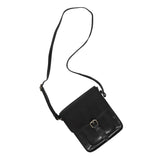 'CAROLYN' Black Polished VT Real Leather iPad Tablet Crossbody Bag