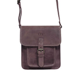 'CAROLYN' Plum Distressed  Real Leather iPad Tablet Crossbody Bag