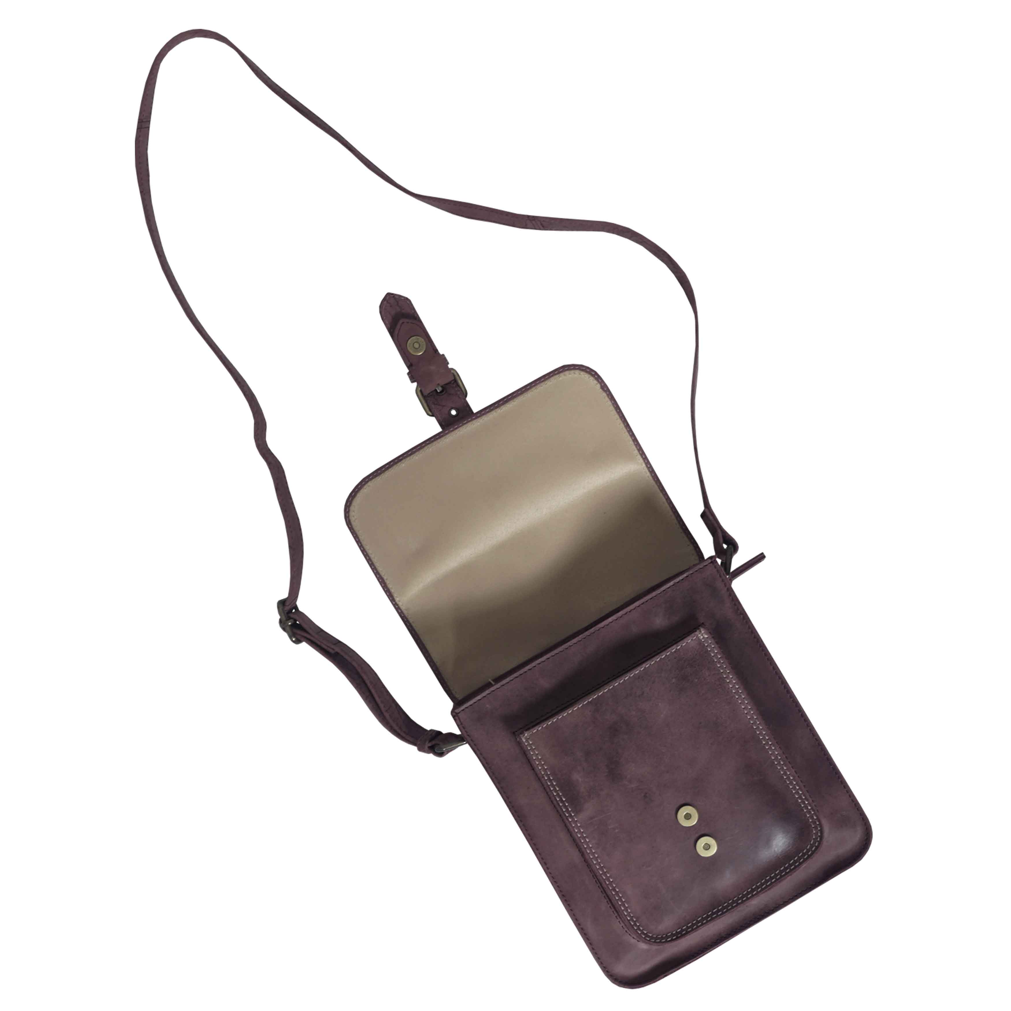 'CAROLYN' Plum Distressed  Real Leather iPad Tablet Crossbody Bag