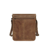 'CAROLYN' Tan Distressed  Real Leather iPad Tablet Crossbody Bag