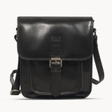 'CAROLYN' Black Polished VT Real Leather iPad Tablet Crossbody Bag