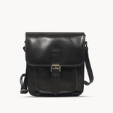 'CAROLYN' Black Polished VT Real Leather iPad Tablet Crossbody Bag