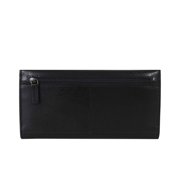 'CLAIRE' Black Polished VT Vintage Leather Flap Over Purse