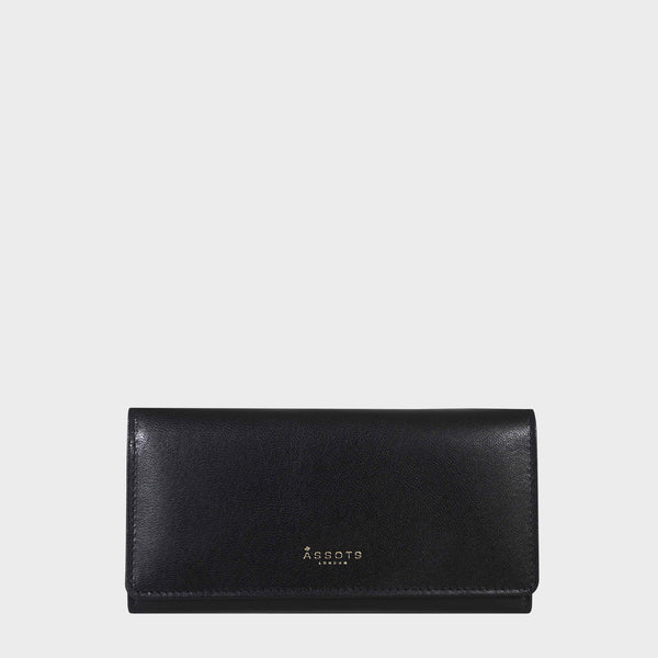 'CLAIRE' Black Polished VT Vintage Leather Flap Over Purse