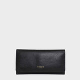 'CLAIRE' Black Lizard Designer Leather Flap Over Purse