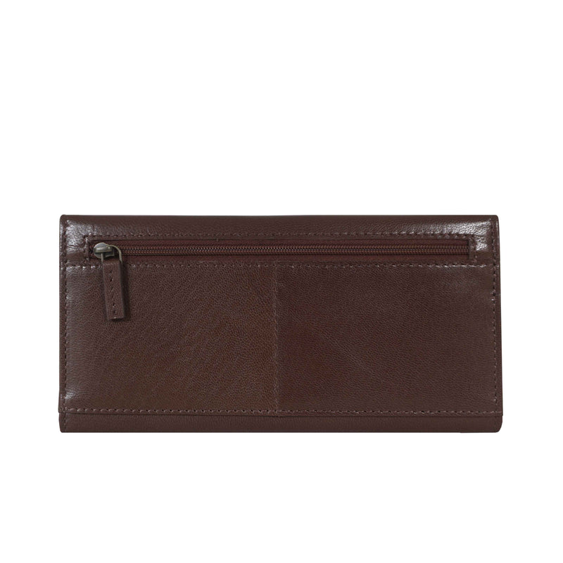 'CLAIRE' Brown Polished VT Vintage Leather Flap Over Purse