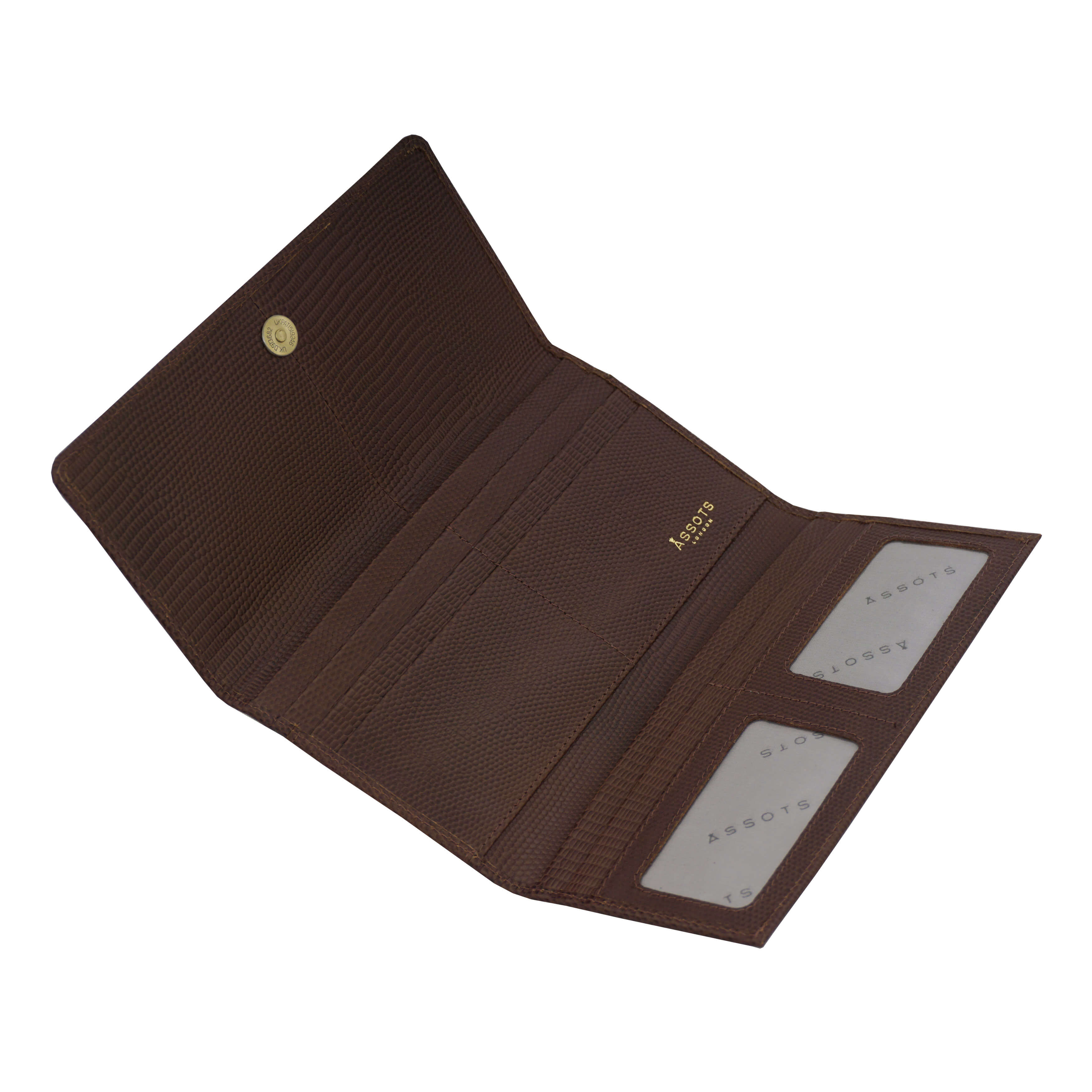 'CLAIRE' Brown Lizard Leather Flap Over Purse