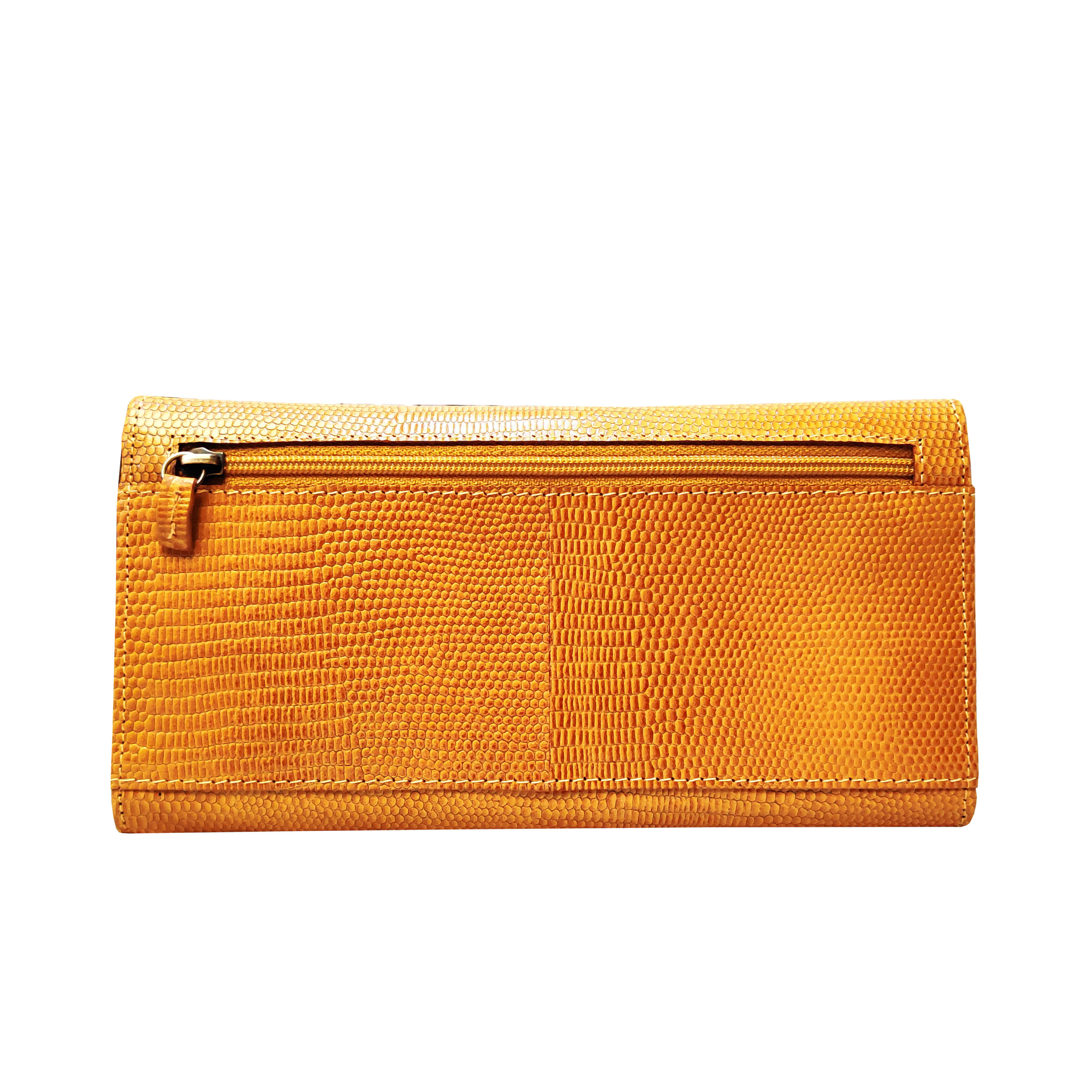 'CLAIRE' Mustard Lizard Leather Flap Over Purse