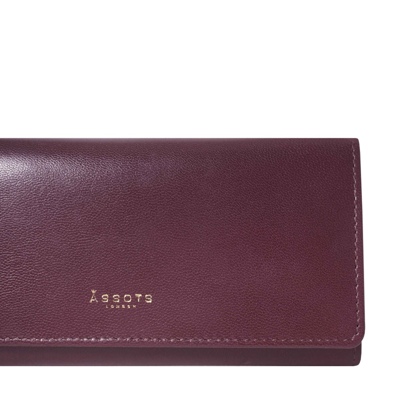 'CLAIRE' Plum Polished VT Vintage Leather Flap Over Purse