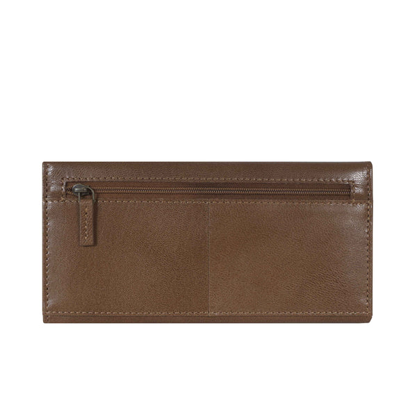 'CLAIRE' Tan Polished VT Vintage Leather Flap Over Purse