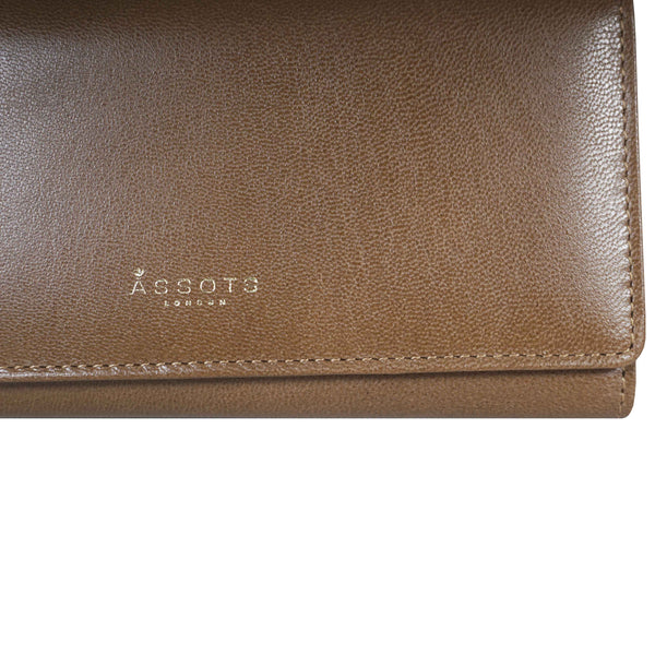 'CLAIRE' Tan Polished VT Vintage Leather Flap Over Purse