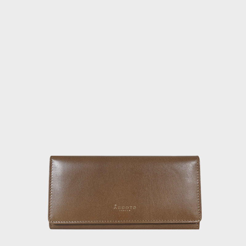 'CLAIRE' Tan Polished VT Vintage Leather Flap Over Purse